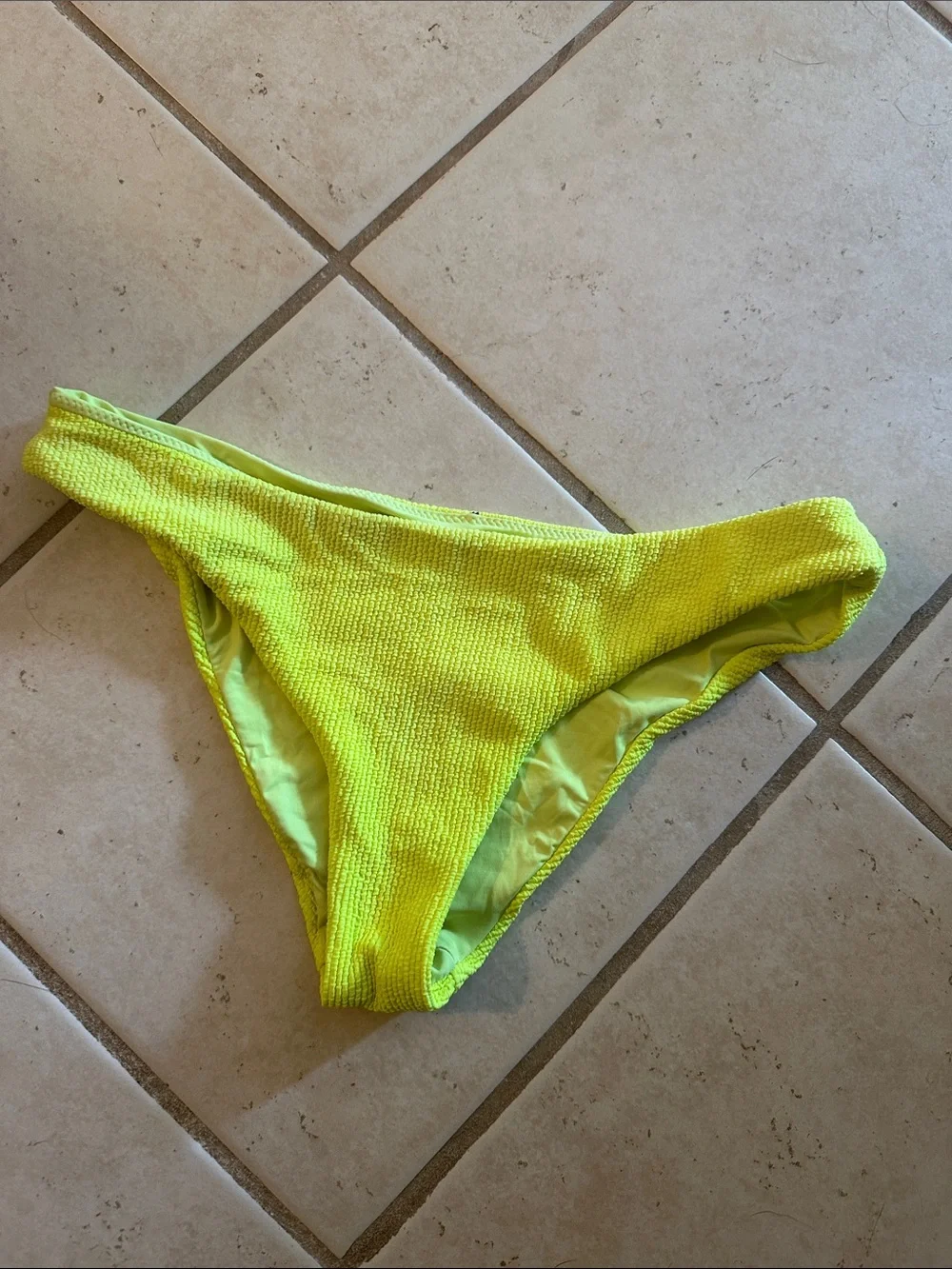 Neon Yellow Textured Bikini Bottom - Women Swim - Picture 1 of 3